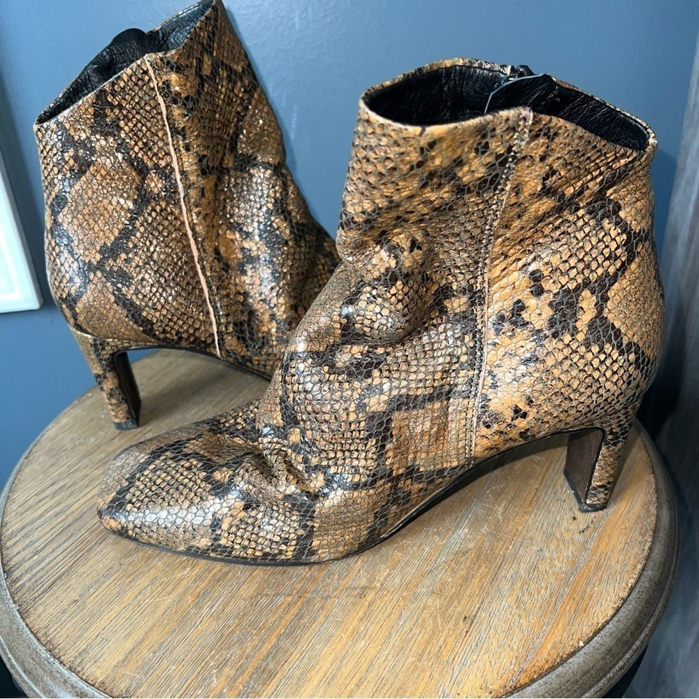 Free People Cybill Snake Print Ankle Boots